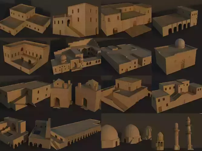 36 Mardin Old Houses Set Buildings 3D model Low-poly 3D model