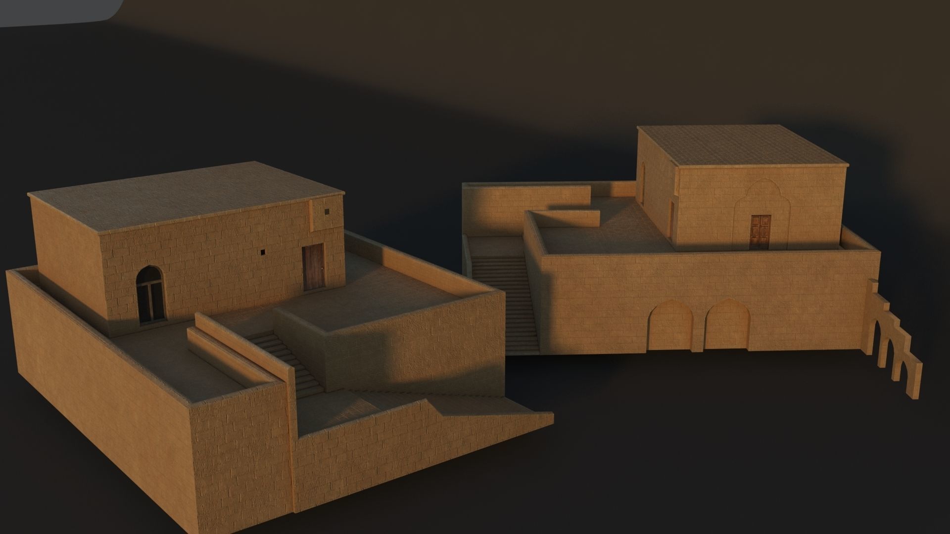 36 Mardin Old Houses Set Buildings 3D model Low-poly 3D model_129