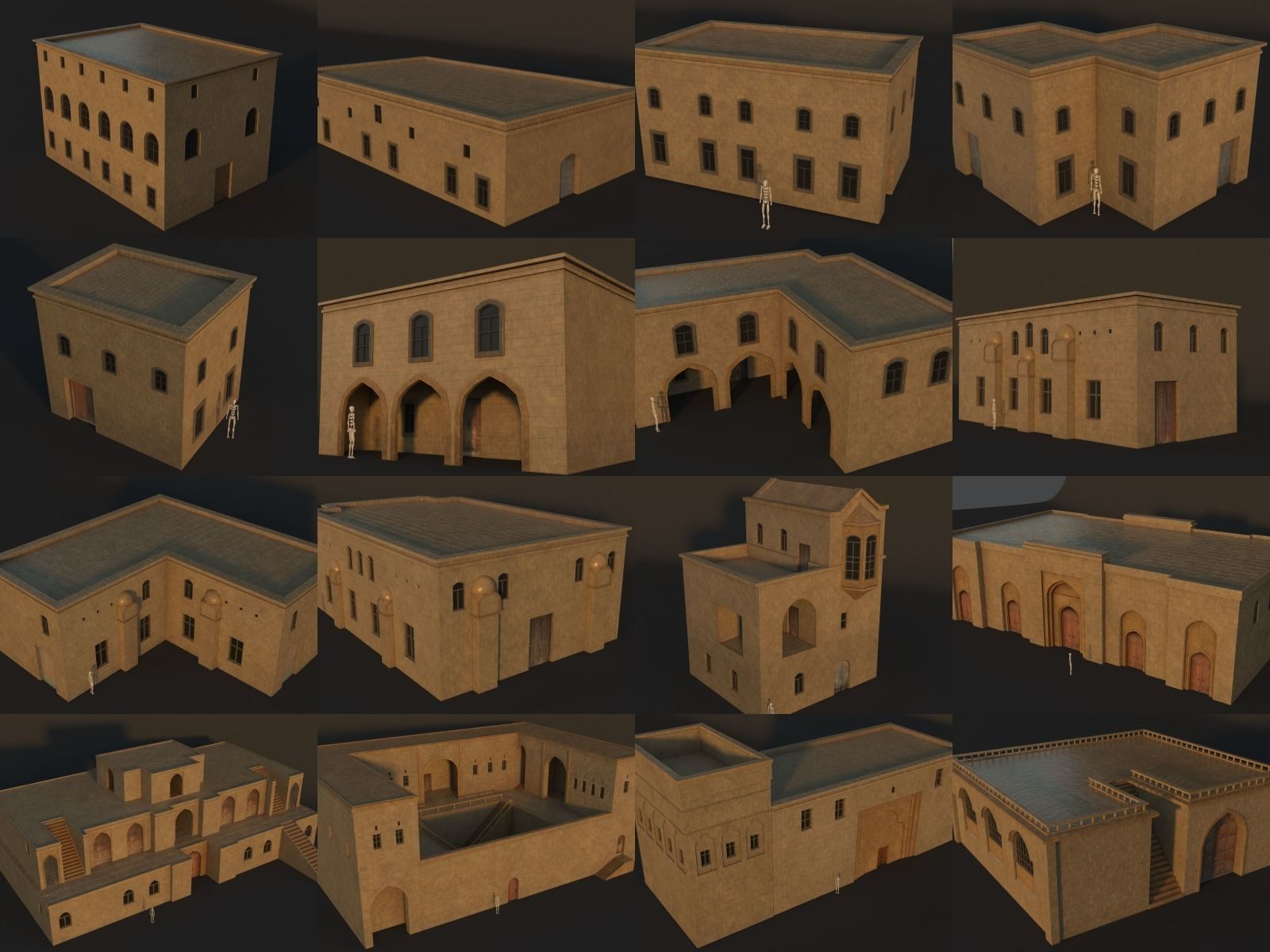 36 Mardin Old Houses Set Buildings 3D model Low-poly 3D model_1