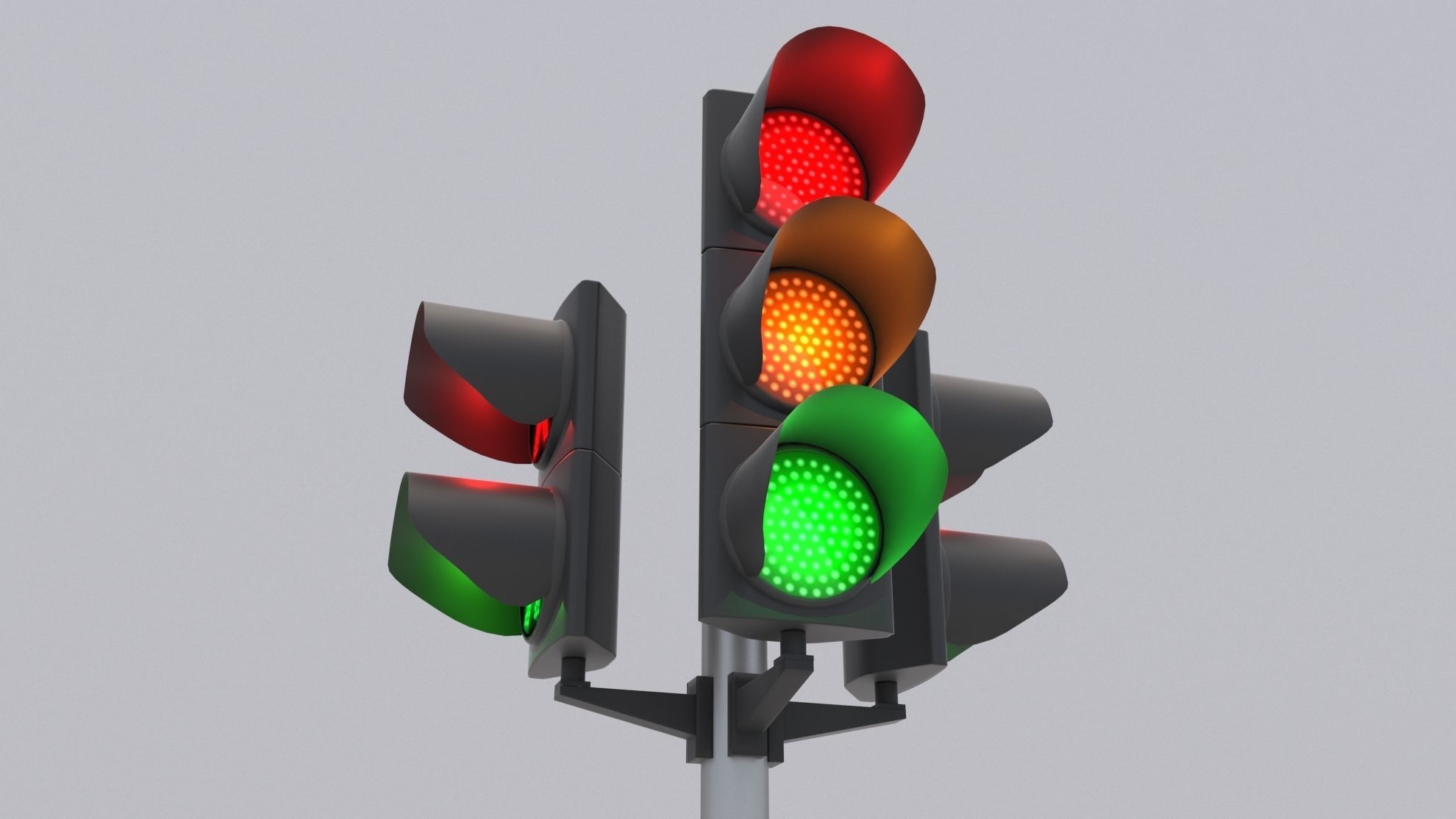 Traffic Light LED 3 Low-poly 3D model_2