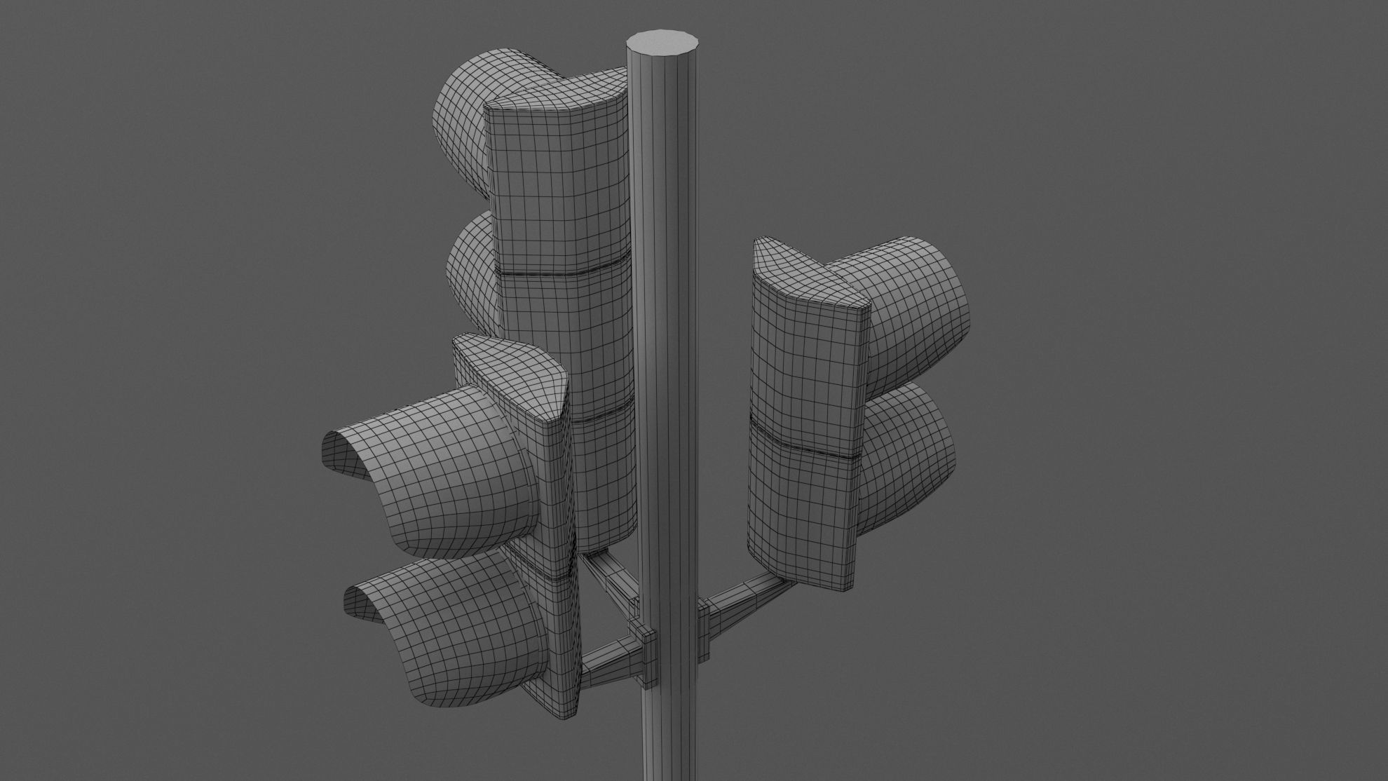 Traffic Light LED 3 Low-poly 3D model_9