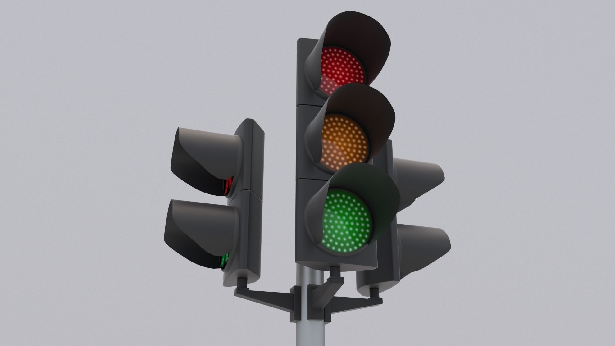 Traffic Light LED 3 Low-poly 3D model_1