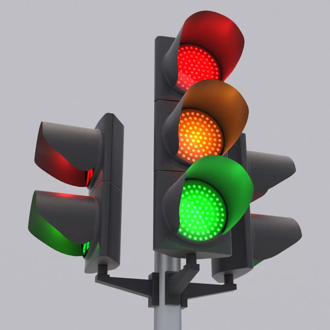 Traffic Light LED 3 Low-poly 3D model_0