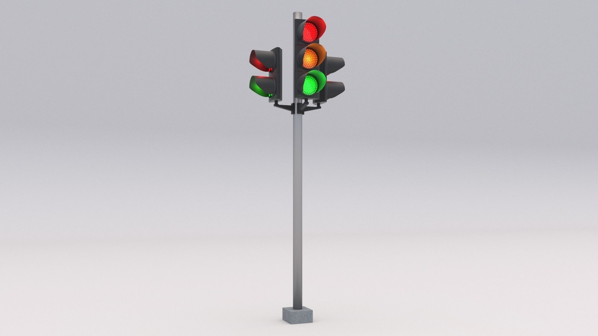 Traffic Light LED 3 Low-poly 3D model_3