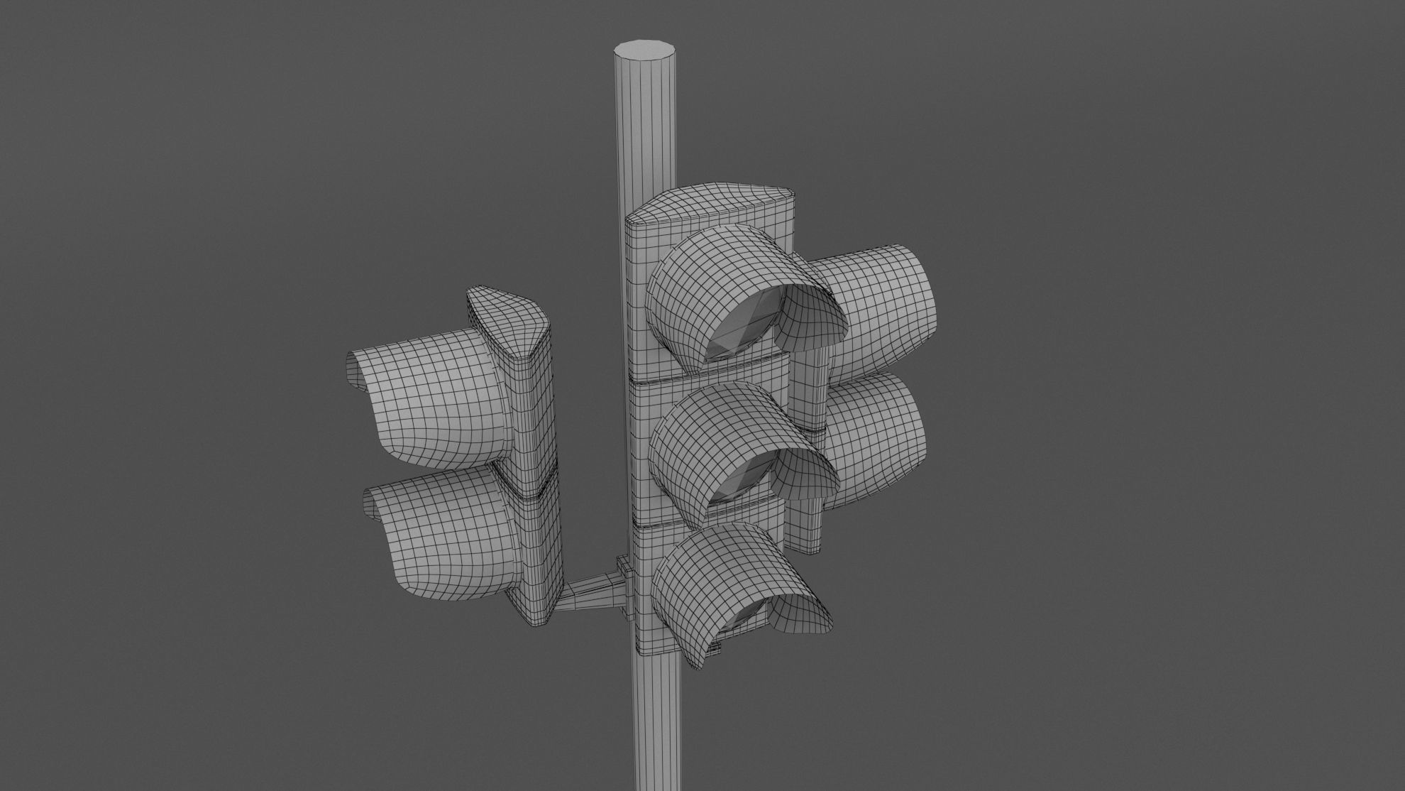 Traffic Light LED 3 Low-poly 3D model_7
