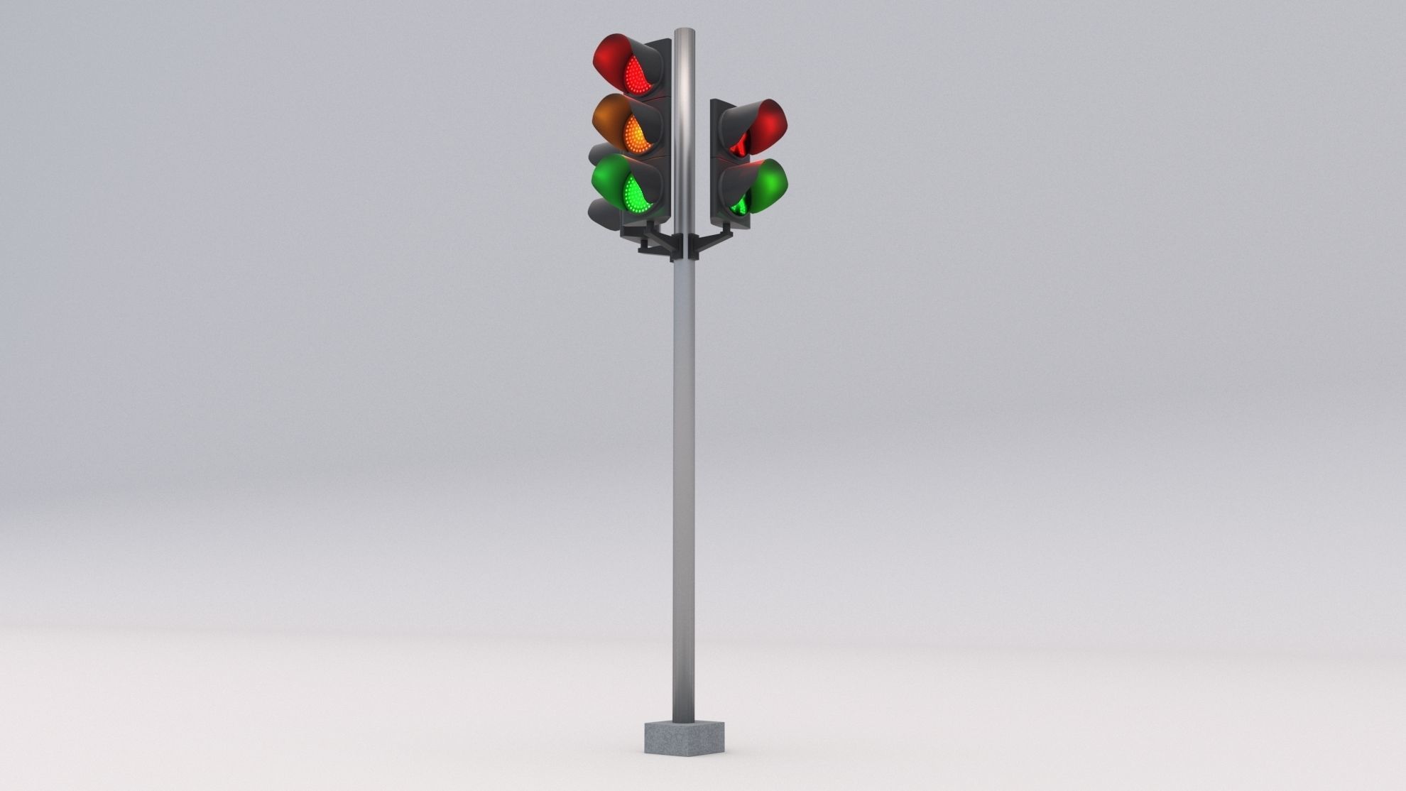 Traffic Light LED 3 Low-poly 3D model_4
