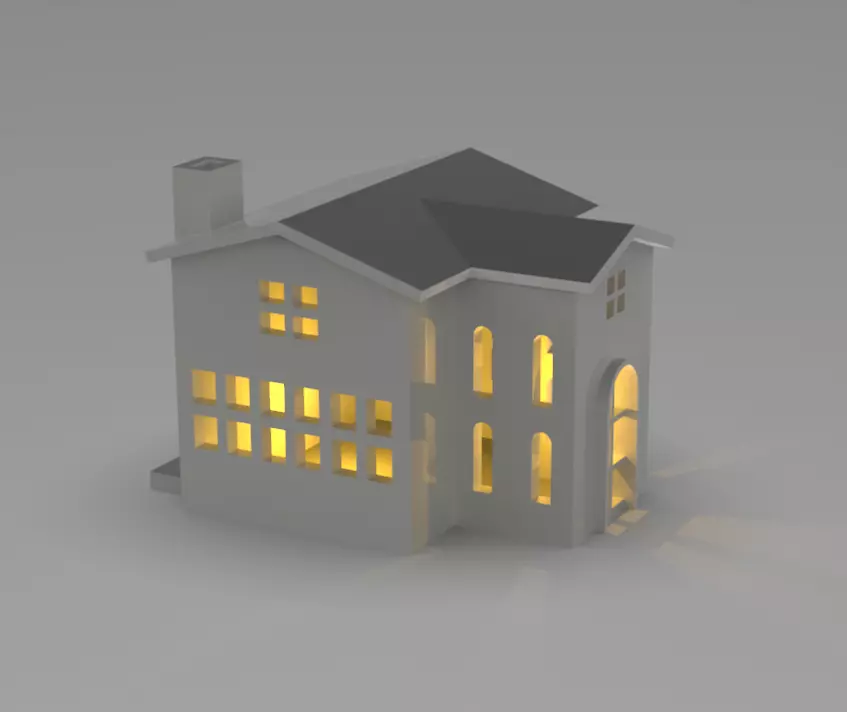 Christmas Light House 3D model_0