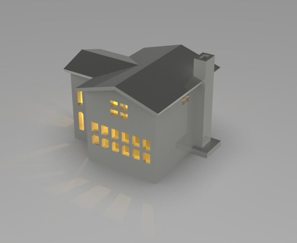 Christmas Light House 3D model_1