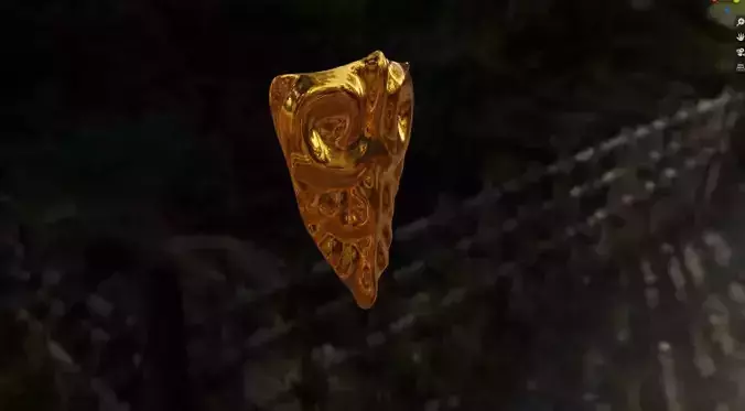 Shield gold on fence in video game