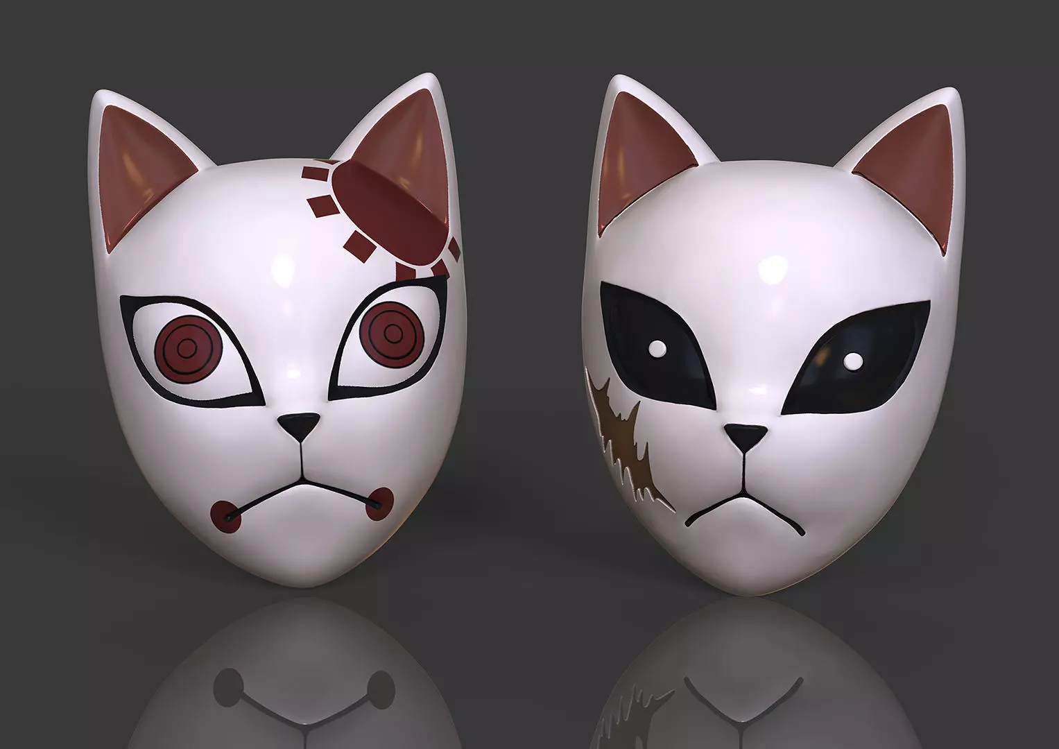 Demon Slayer Kimetsu no Yaiba 3 Masks Base Tanjiro and Sabito 3D print model