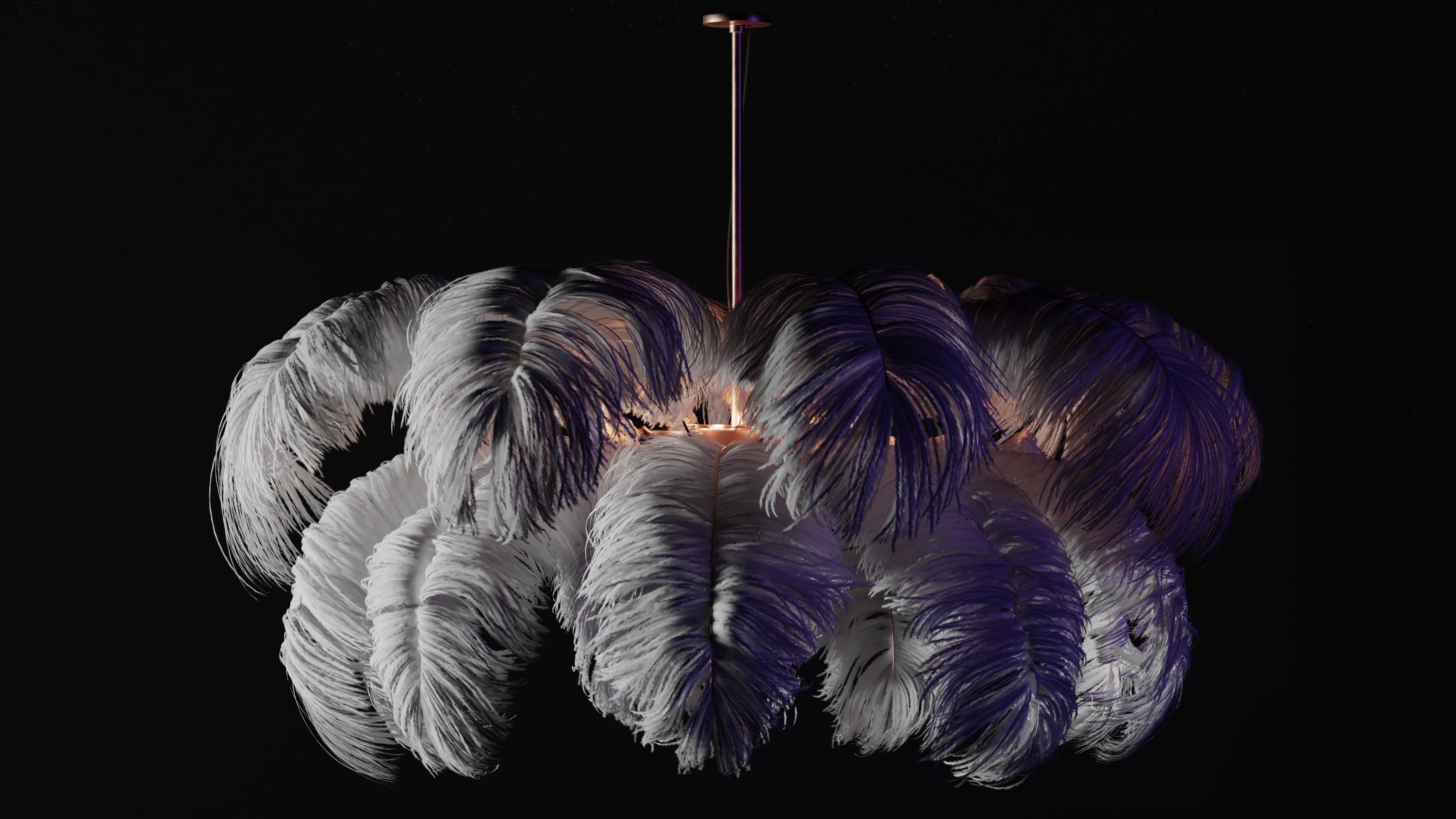 Feather Modern Chandelier  Vray - CORONA - FBX - OBJ 3D model_3
