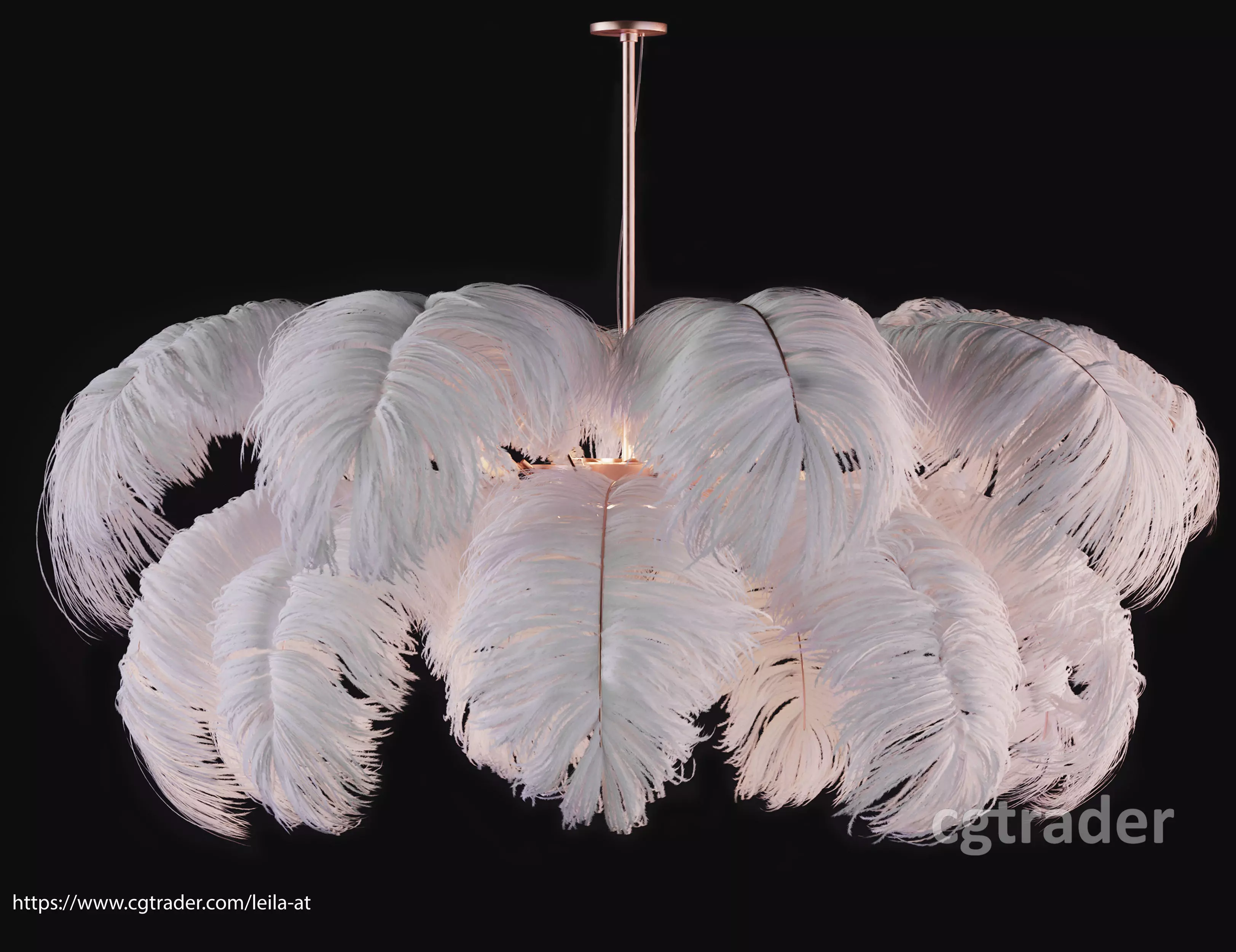 Feather Modern Chandelier  Vray - CORONA - FBX - OBJ 3D model_0