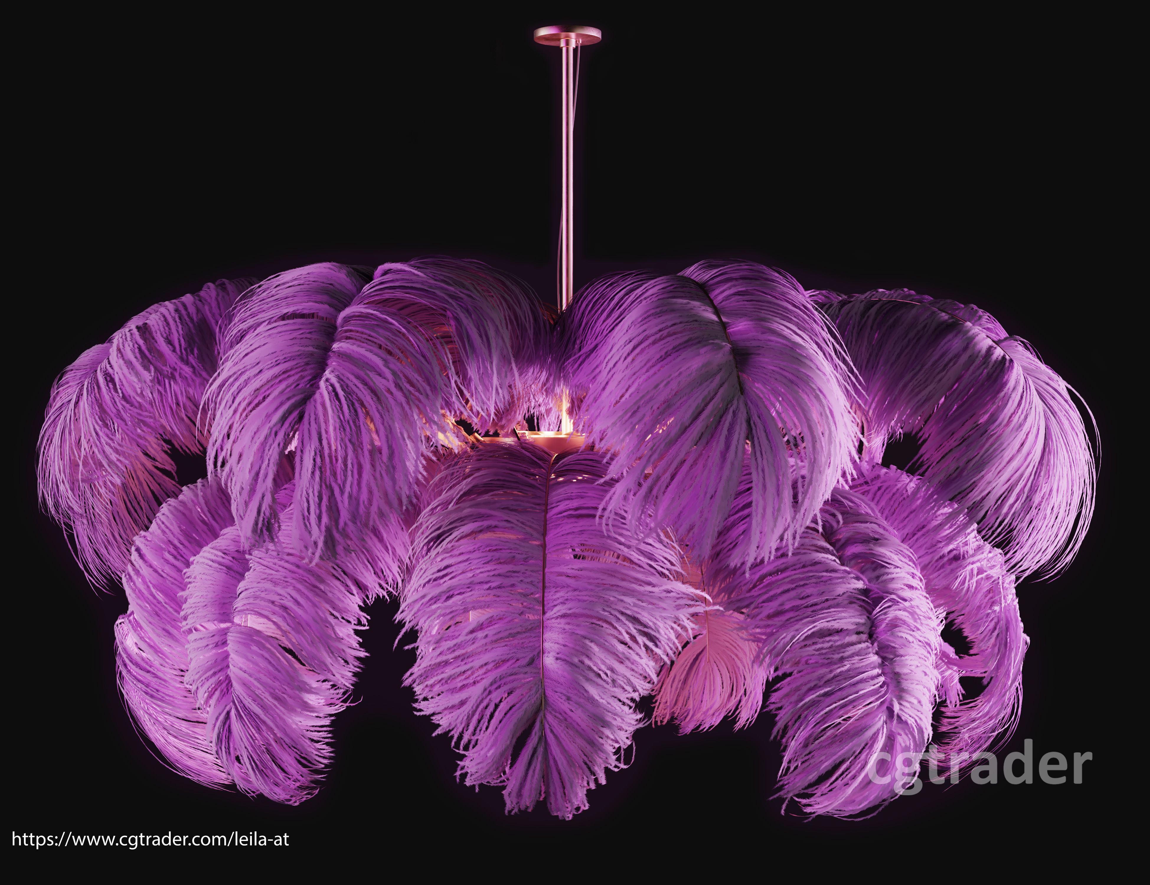 Feather Modern Chandelier  Vray - CORONA - FBX - OBJ 3D model_2