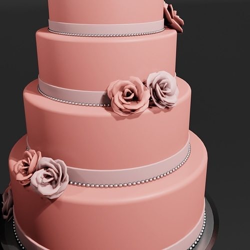 Wedding Cake Low-poly 3D model 3