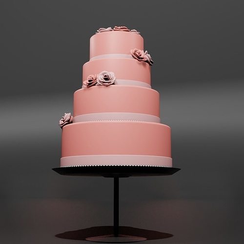 Wedding Cake Low-poly 3D model 4