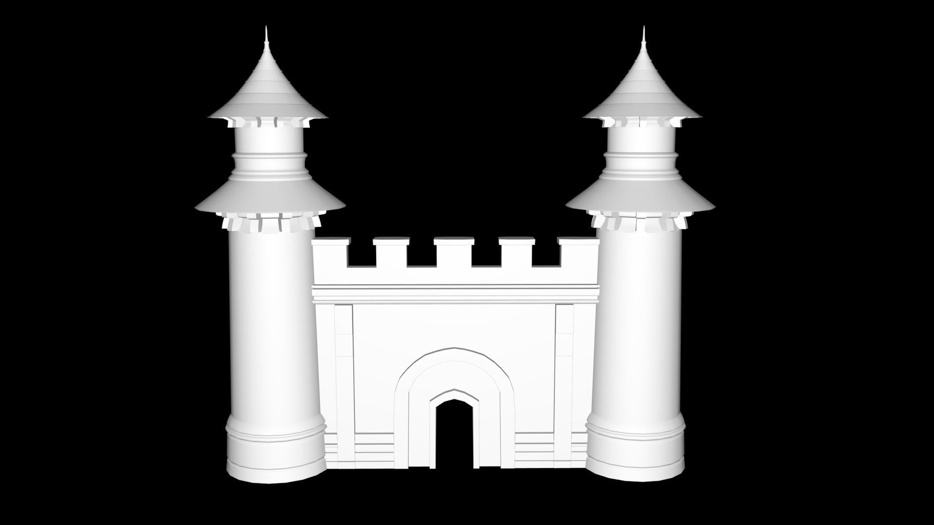 Castle  gate Low-poly 3D model_7