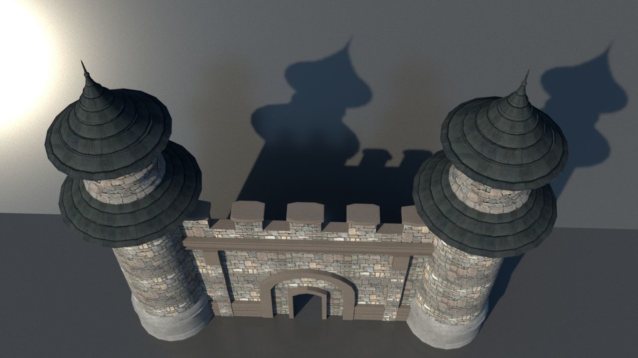 Castle  gate Low-poly 3D model_6