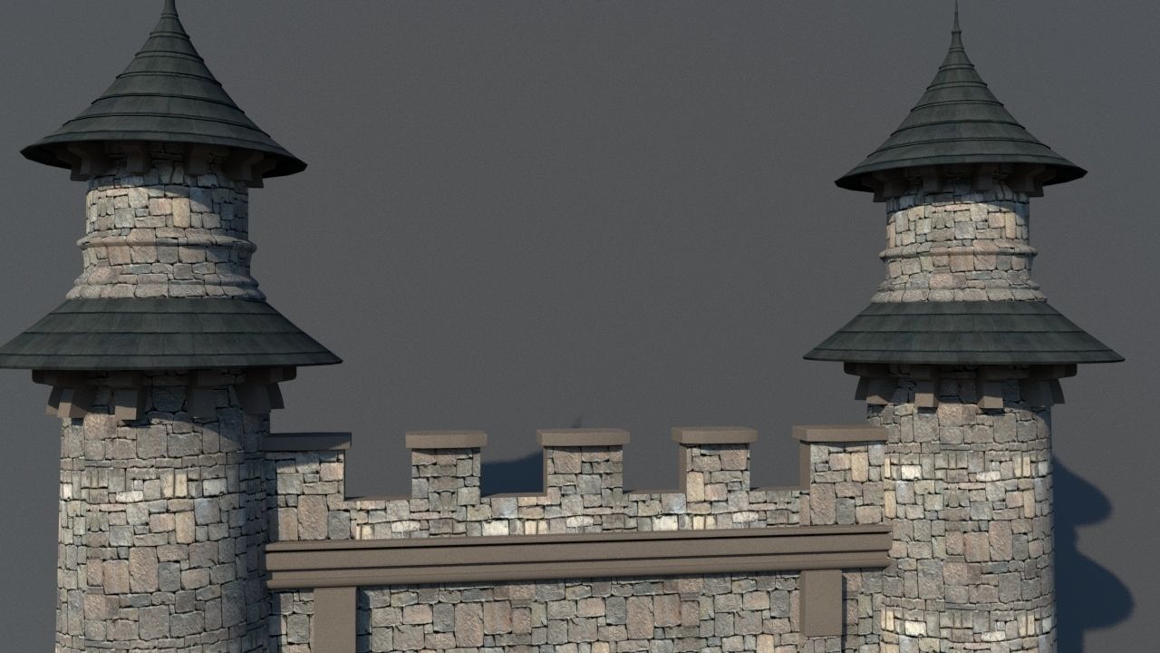 Castle  gate Low-poly 3D model_3