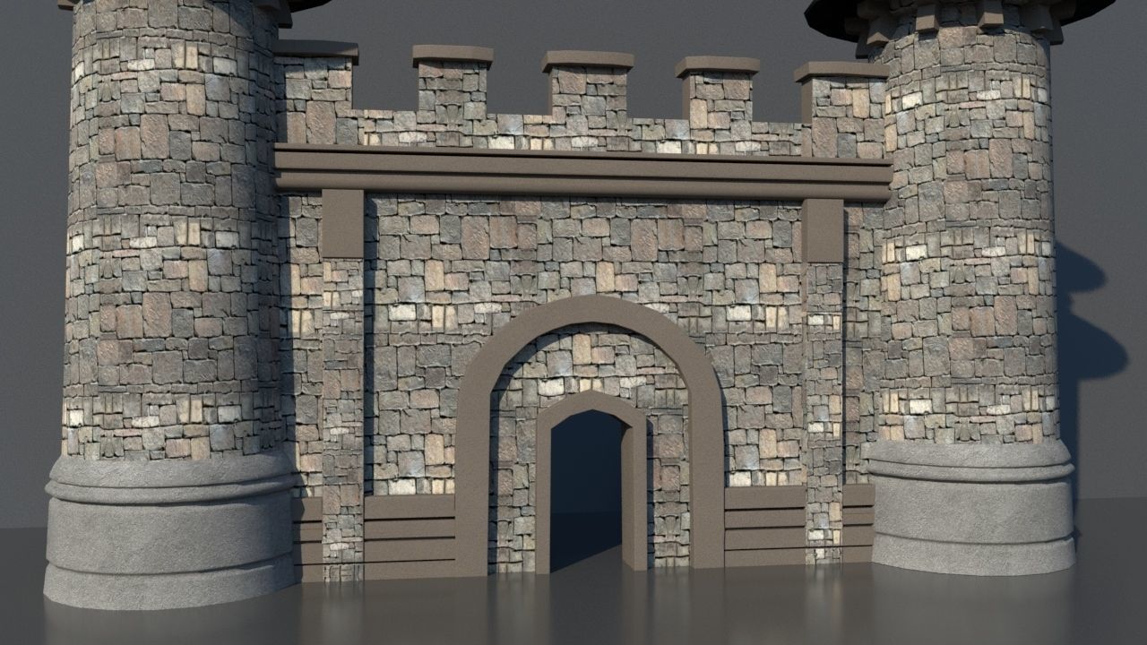 Castle  gate Low-poly 3D model_2