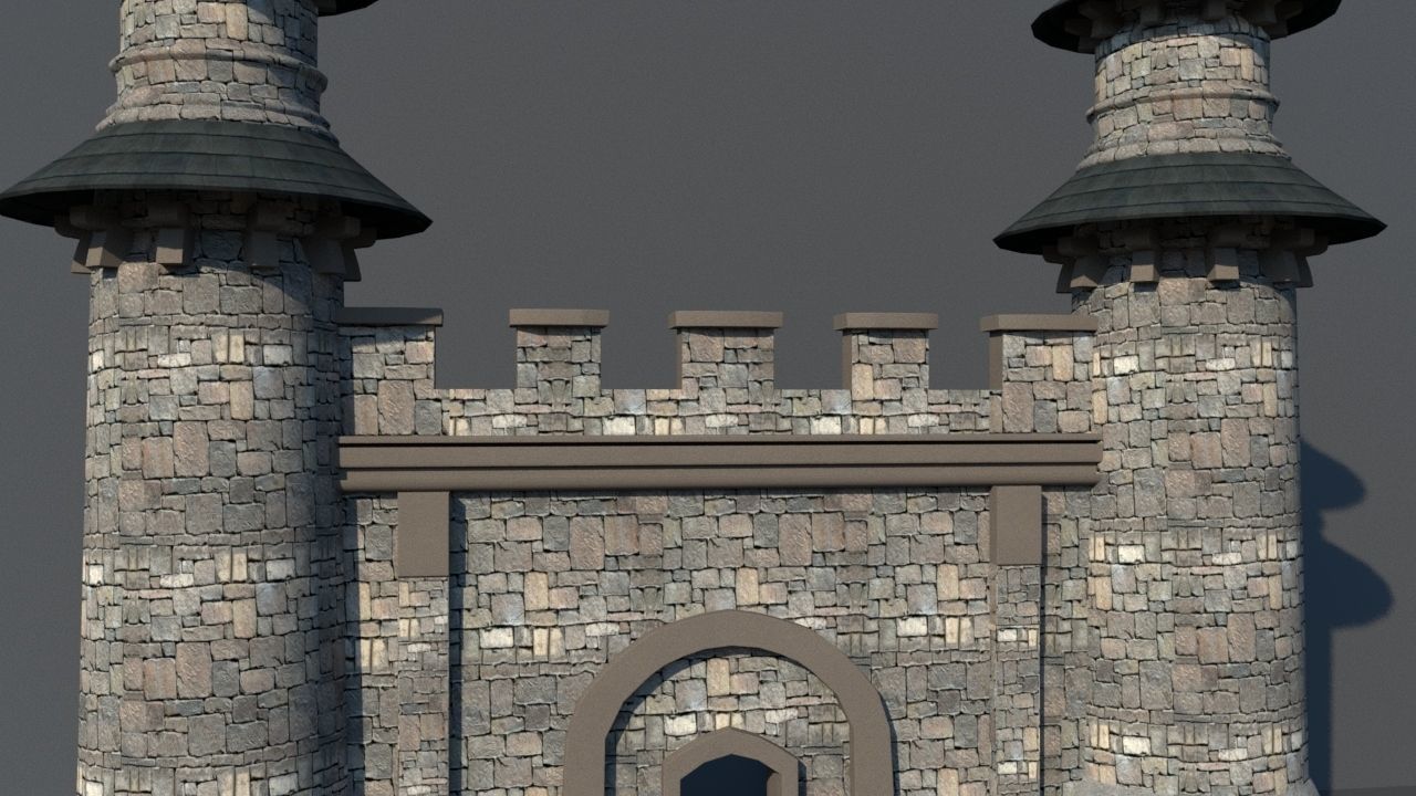 Castle  gate Low-poly 3D model_4