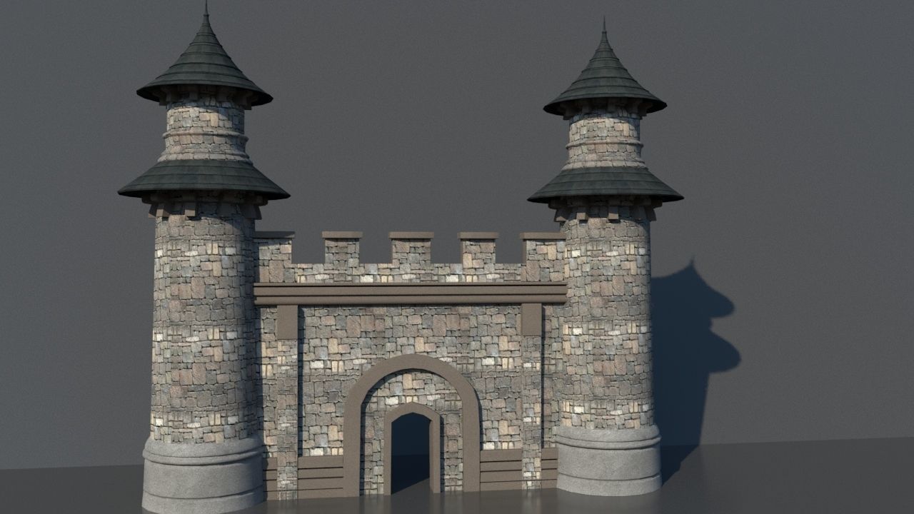 Castle  gate Low-poly 3D model_1