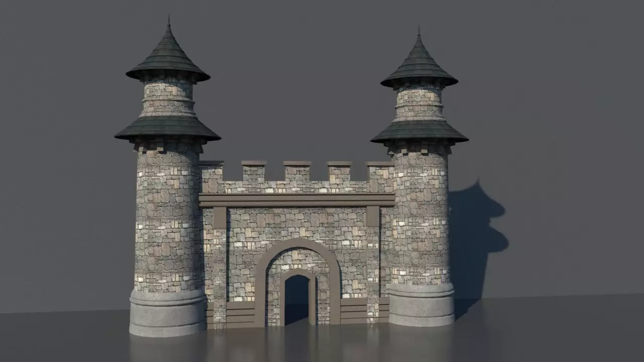 Castle  gate Low-poly 3D model_0