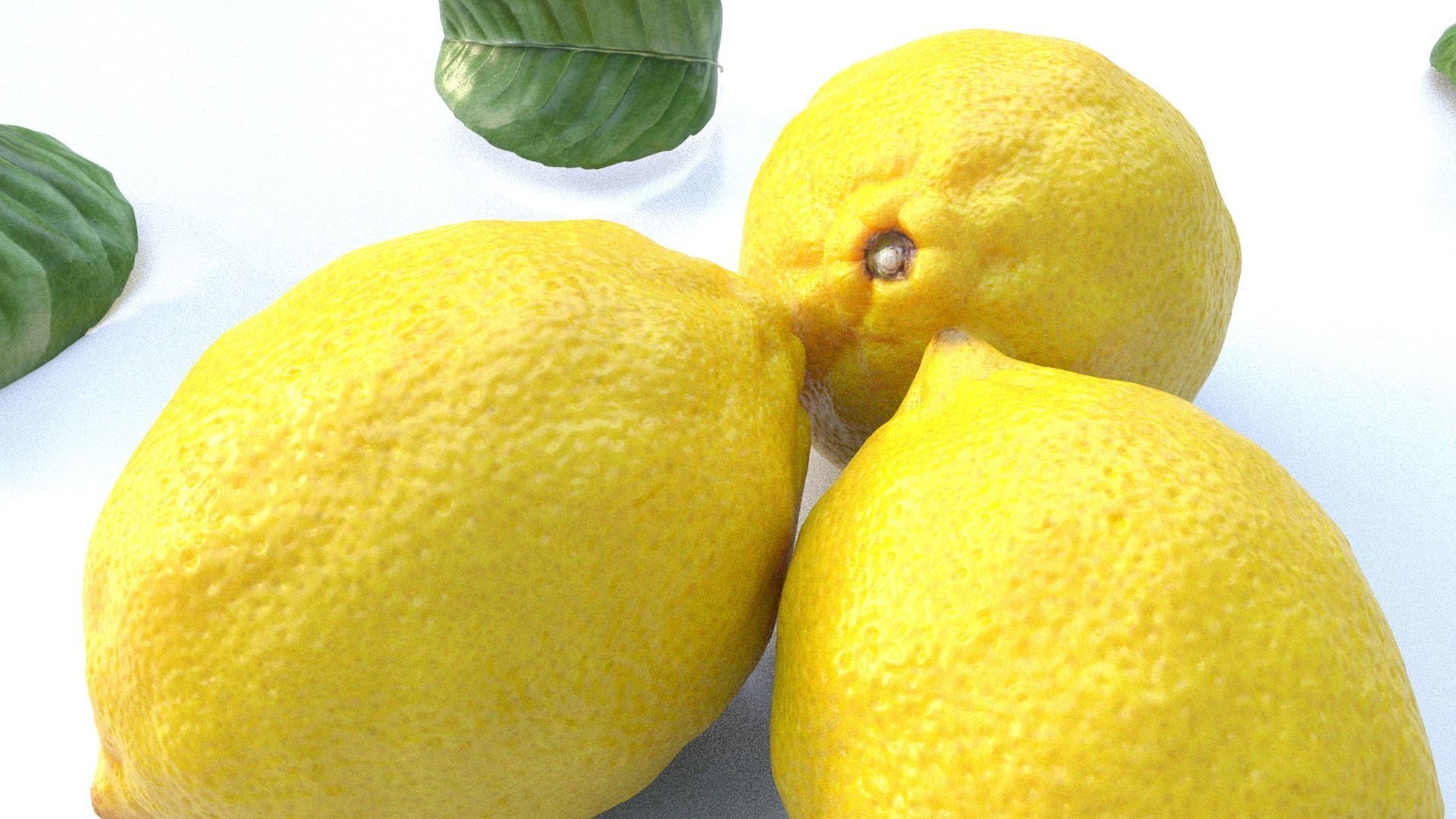 Lemon and leaf Low-poly 3D model_4