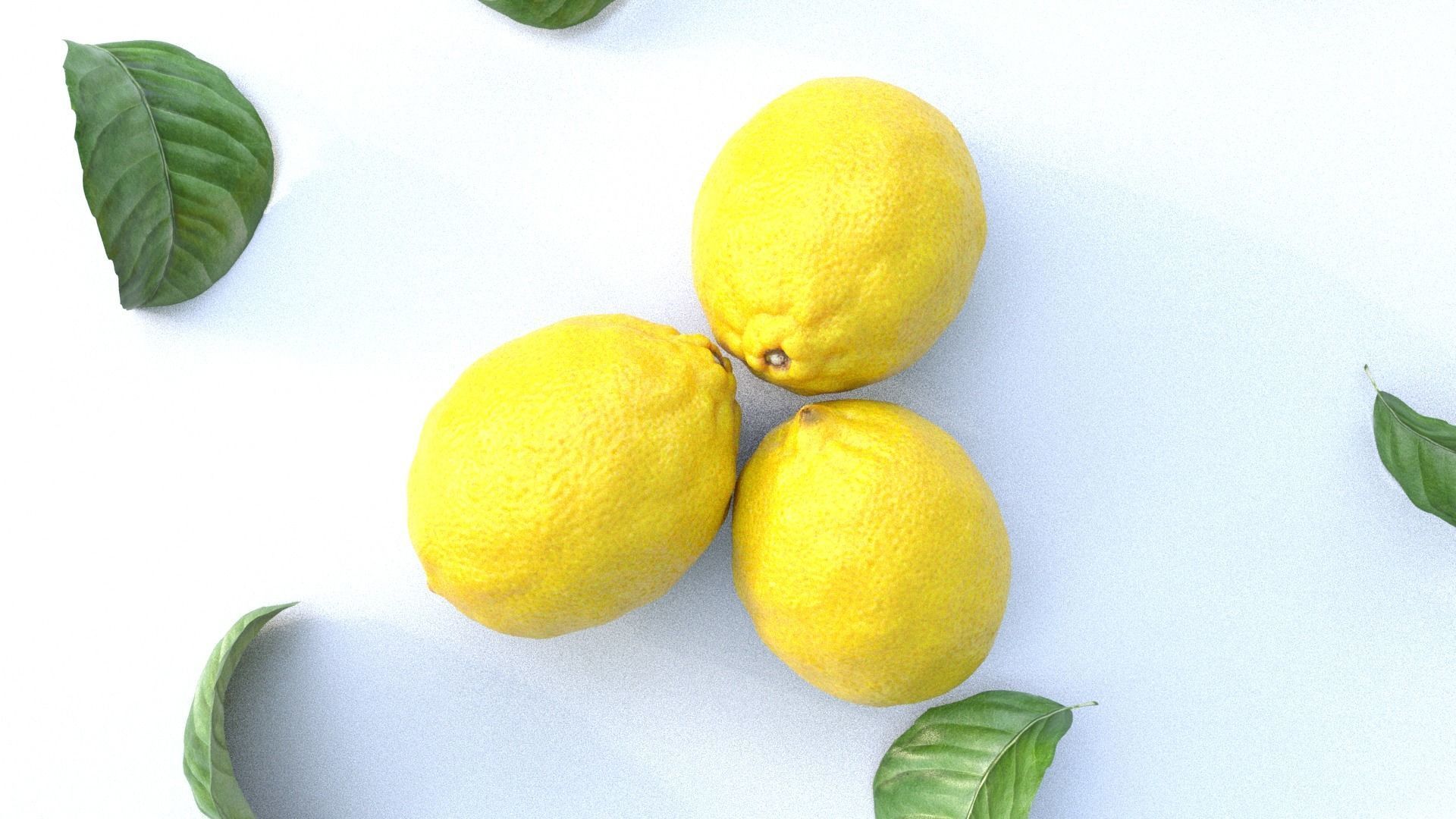 Lemon and leaf Low-poly 3D model_5