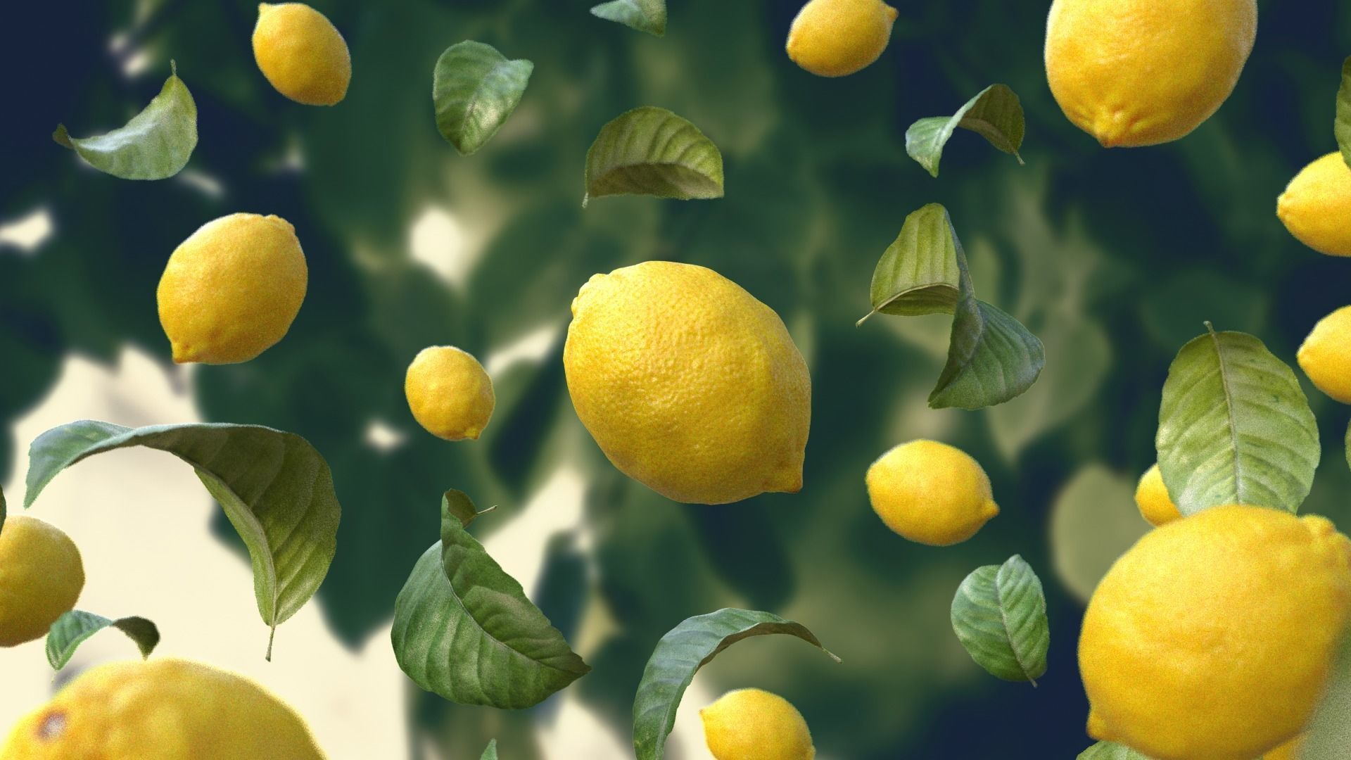 Lemon and leaf Low-poly 3D model_1