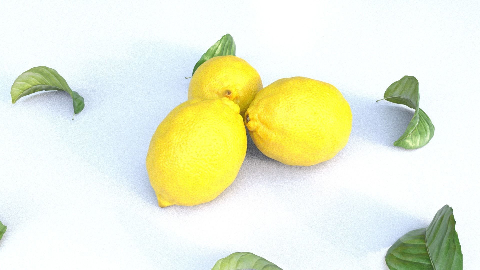 Lemon and leaf Low-poly 3D model_3