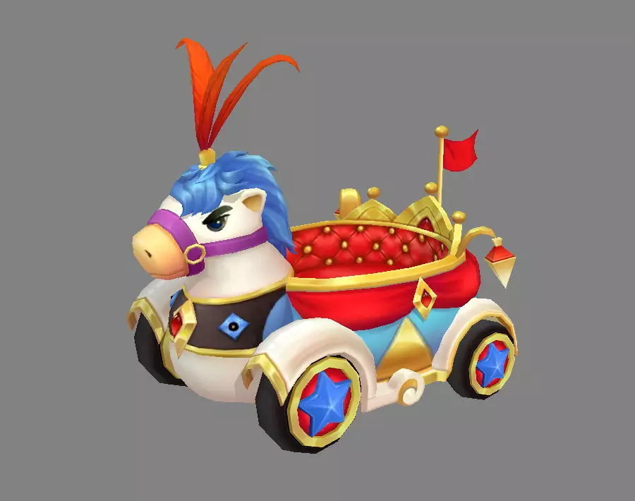 Cartoon children Park carriage or Toy Wagon Low-poly 3D model