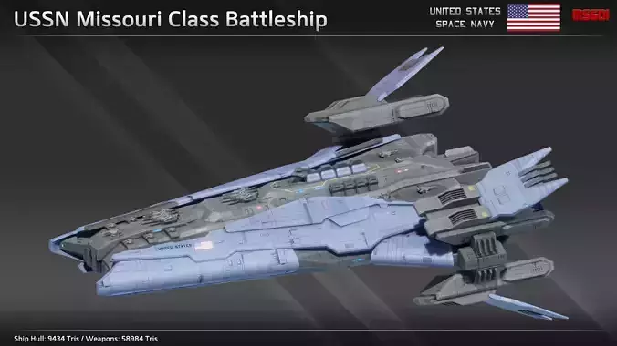 USSN Missouri Class Battleship Low-poly 3D model