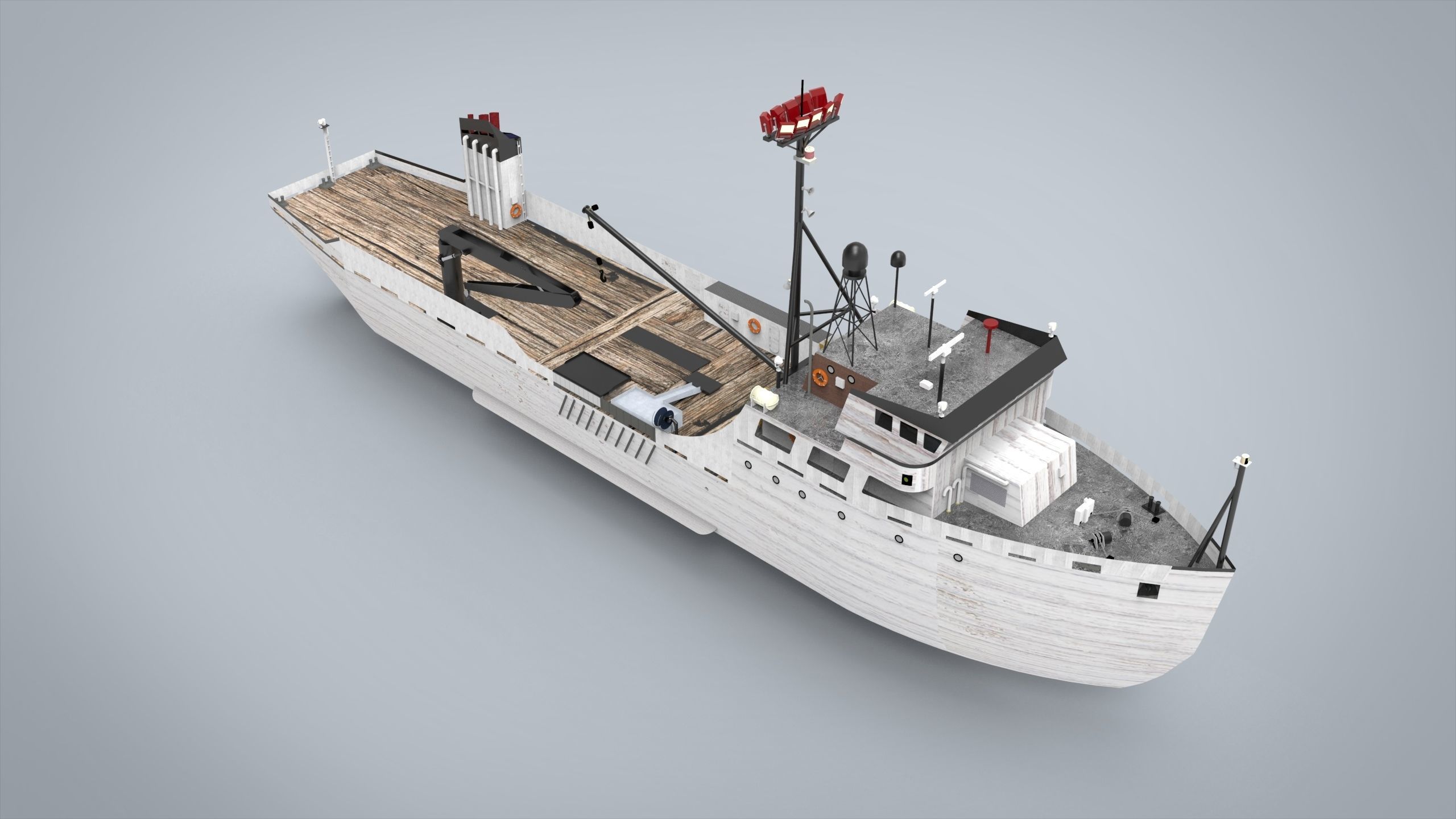 reasearch ship Low-poly 3D model_7