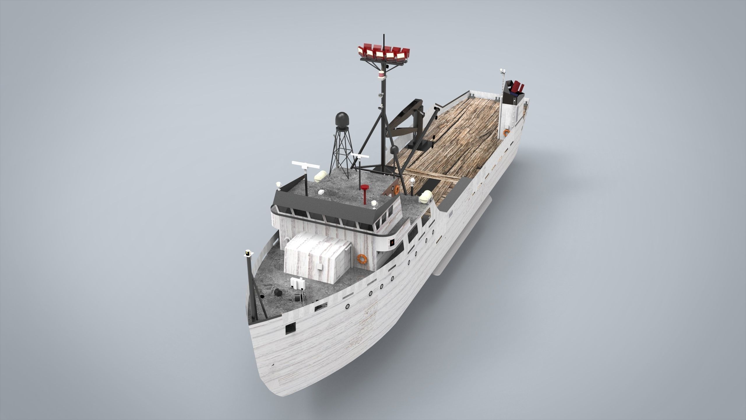 reasearch ship Low-poly 3D model_3