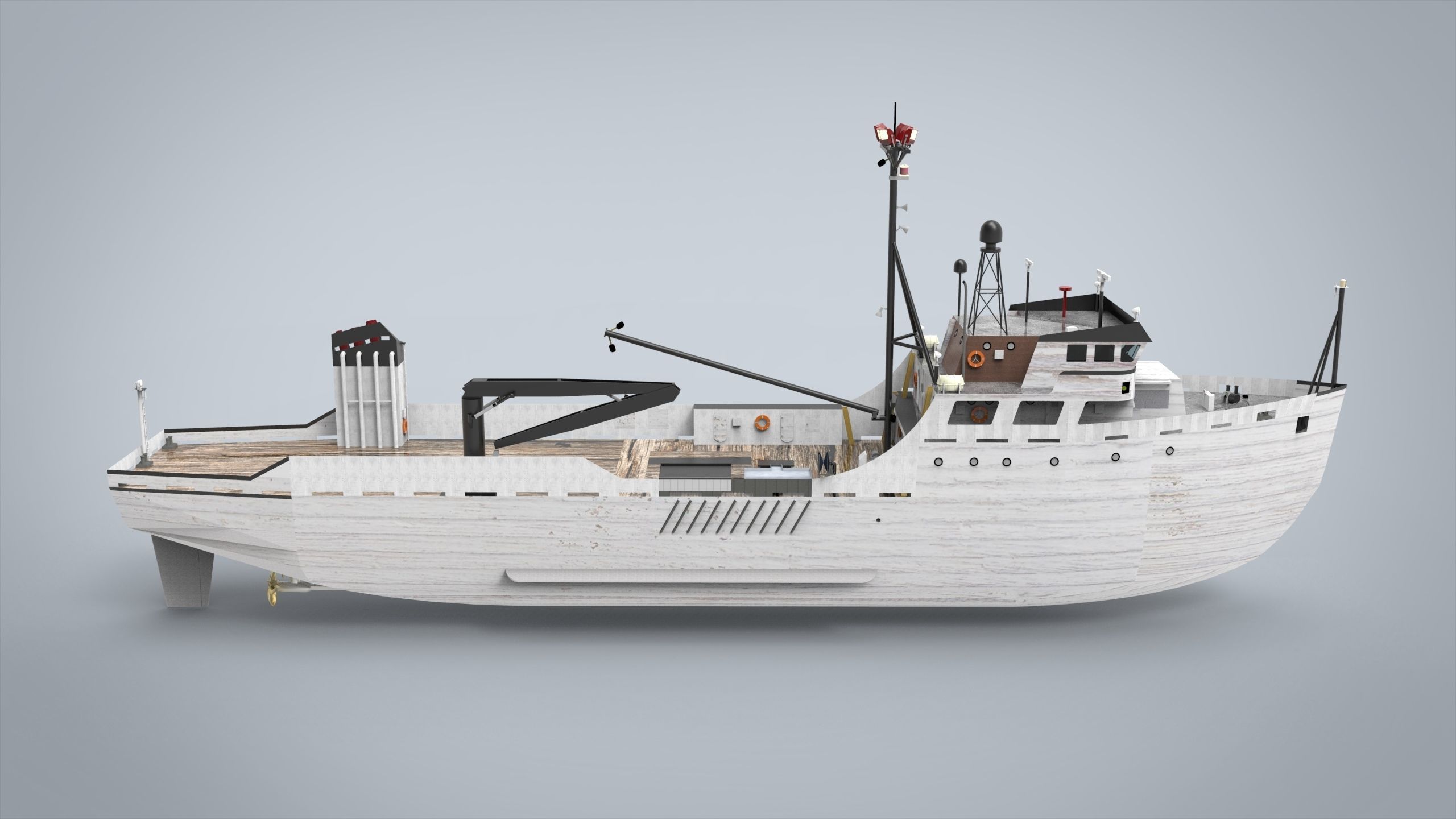 reasearch ship Low-poly 3D model_1