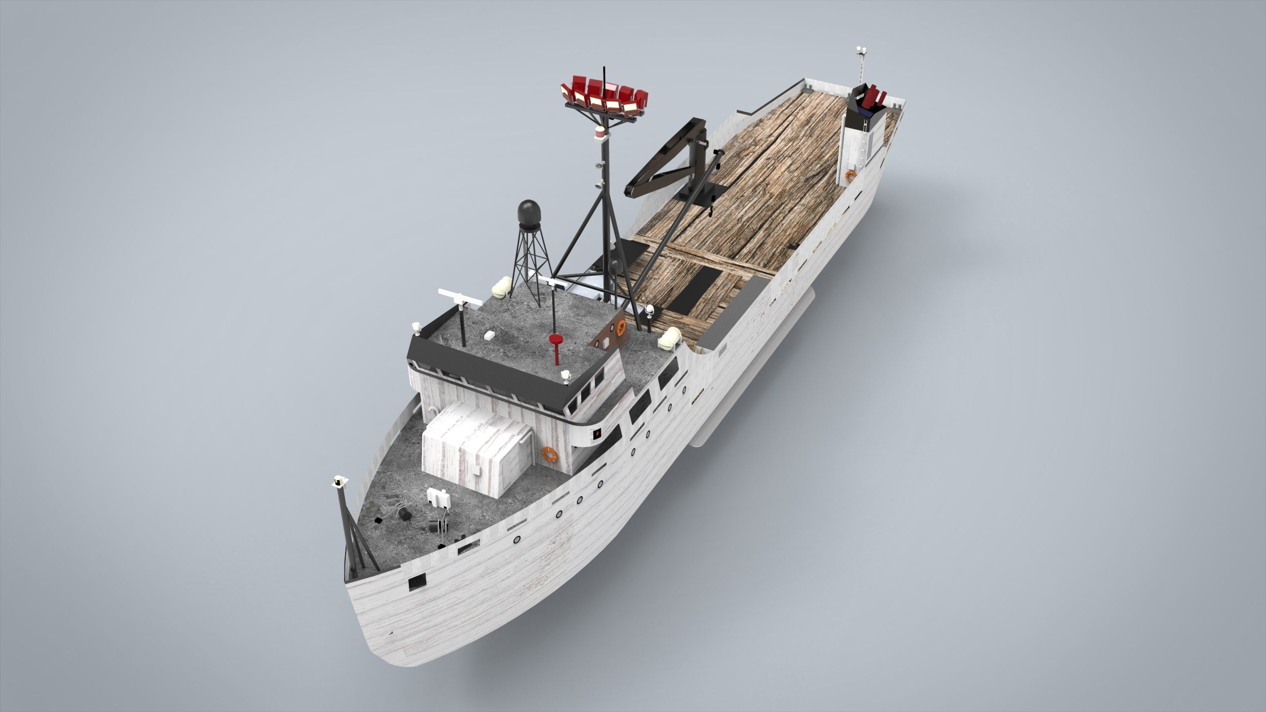 reasearch ship Low-poly 3D model_9