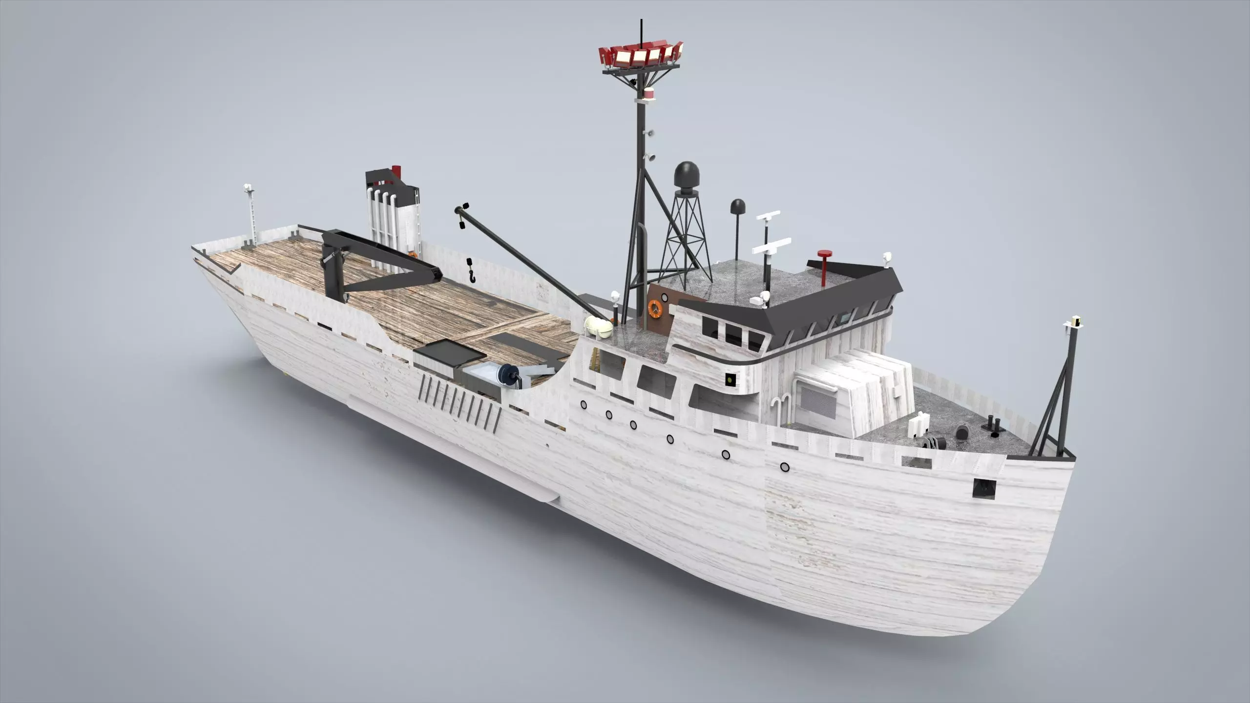 reasearch ship Low-poly 3D model_0