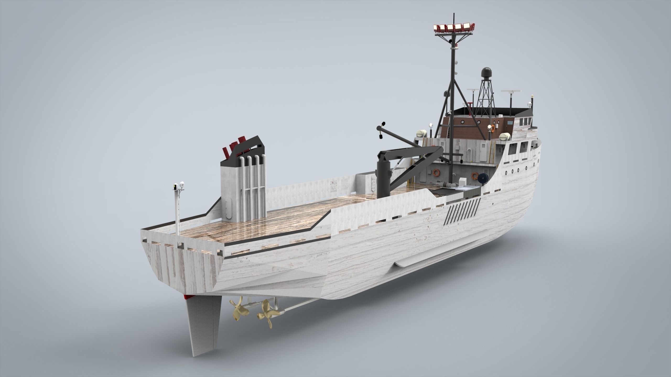 reasearch ship Low-poly 3D model_2