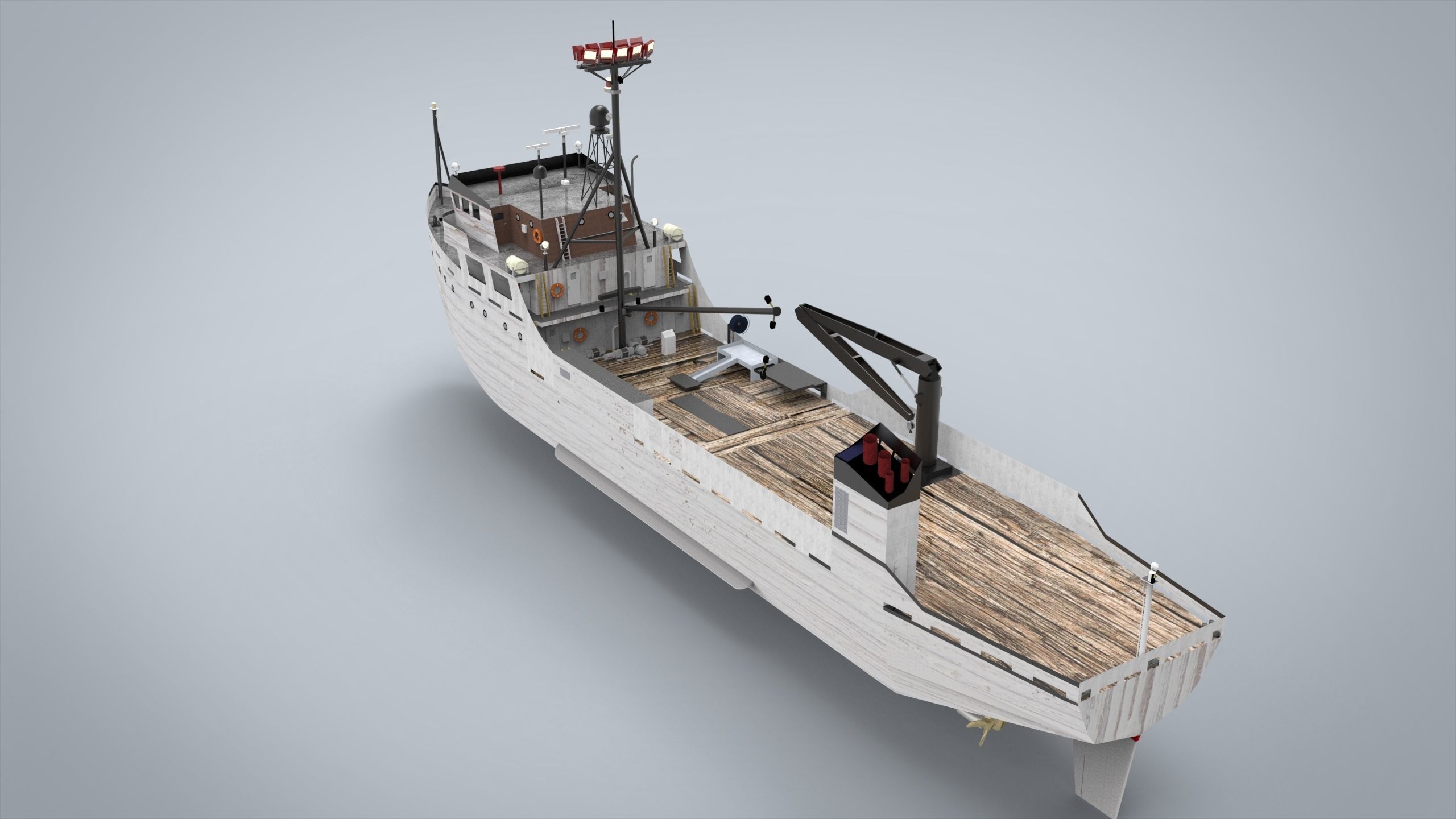reasearch ship Low-poly 3D model_6