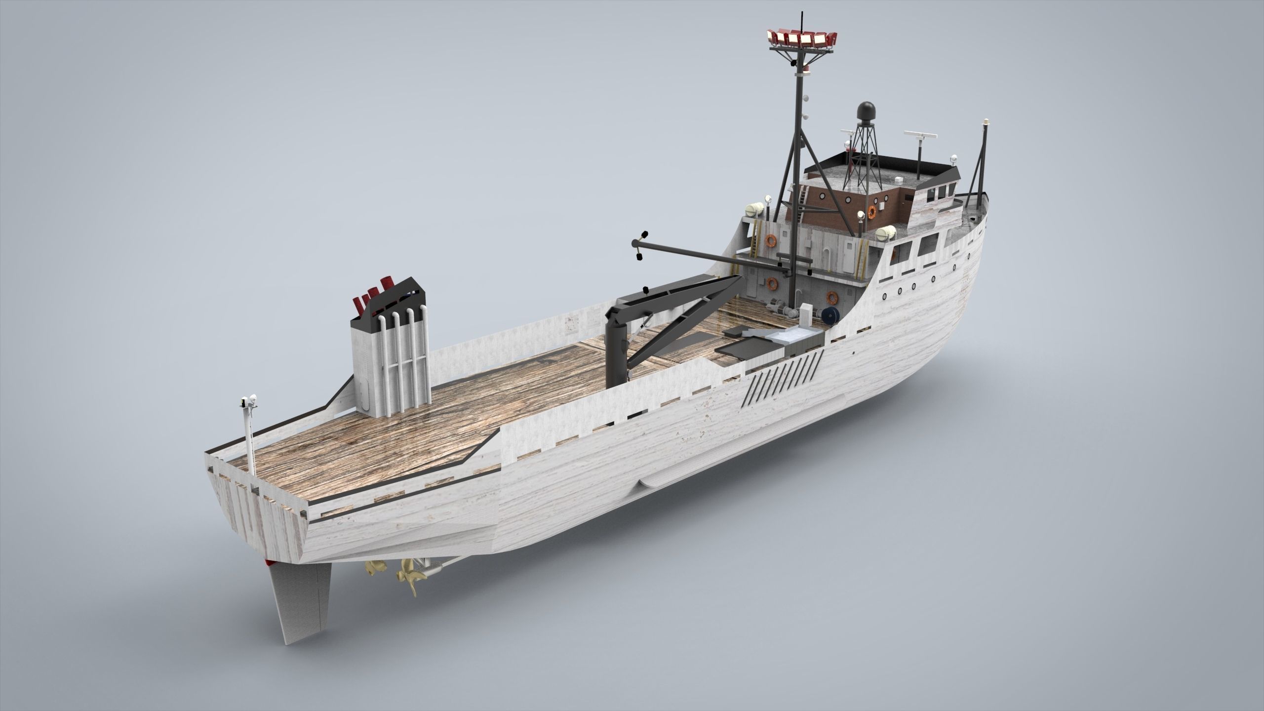 reasearch ship Low-poly 3D model_8