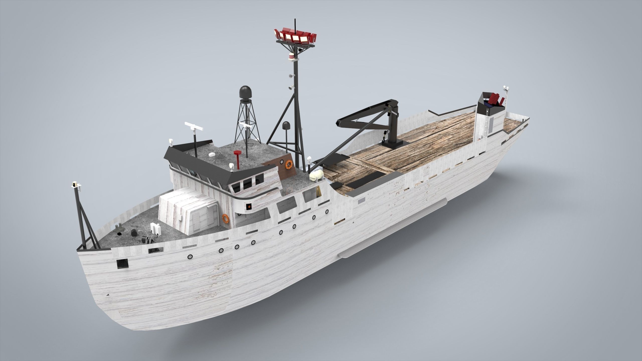 reasearch ship Low-poly 3D model_4
