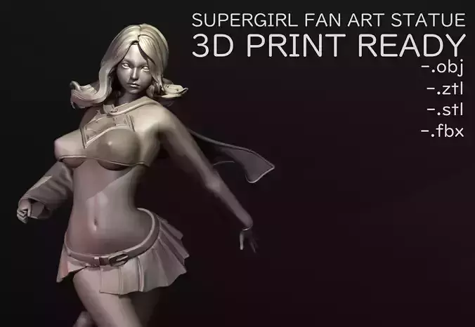 Super Girl Fan Art 3D Print Figurine 3D print model