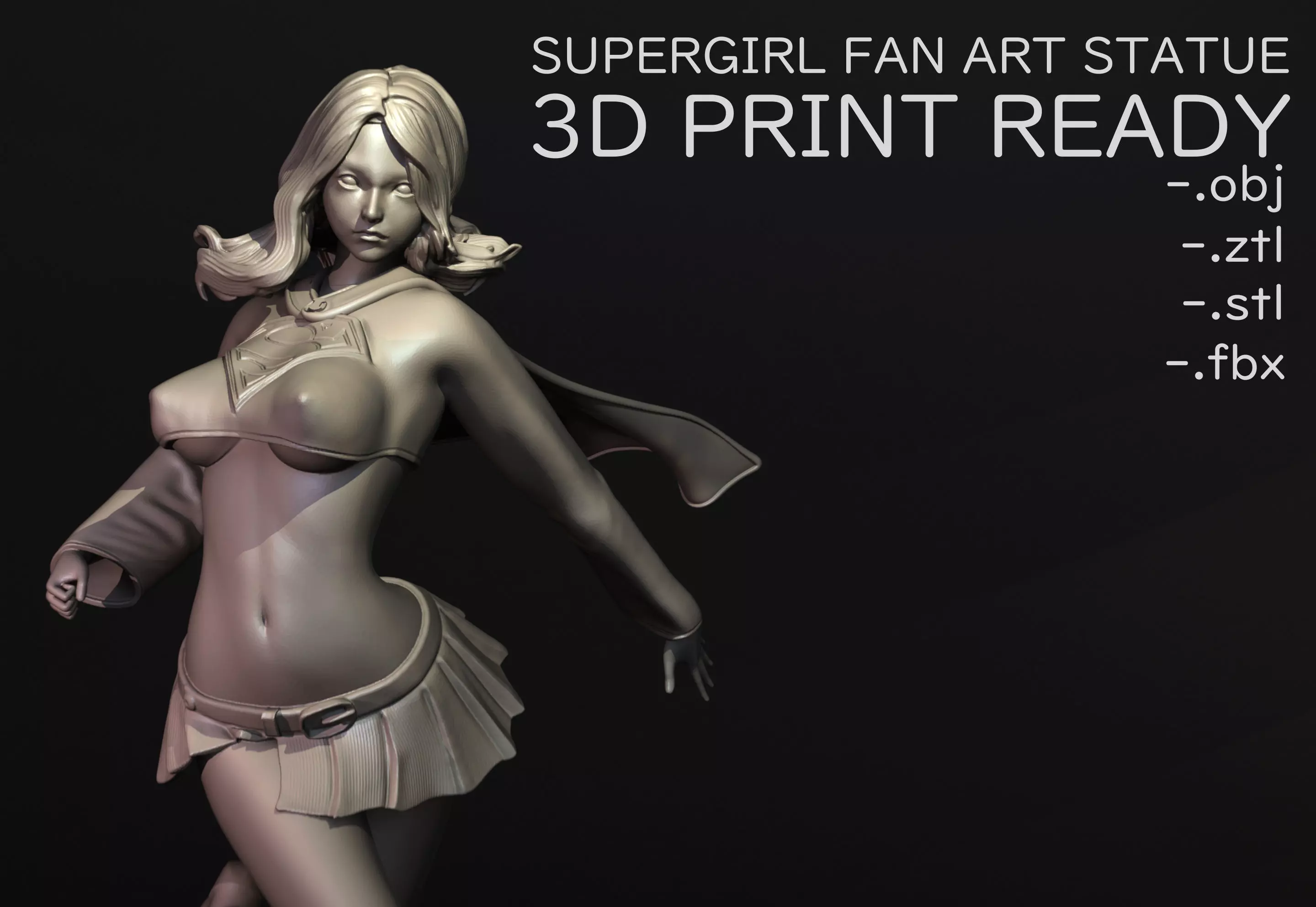 Super Girl Fan Art 3D Print Figurine 3D print model_0