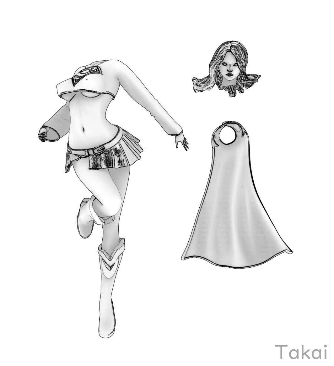 Super Girl Fan Art 3D Print Figurine 3D print model_11