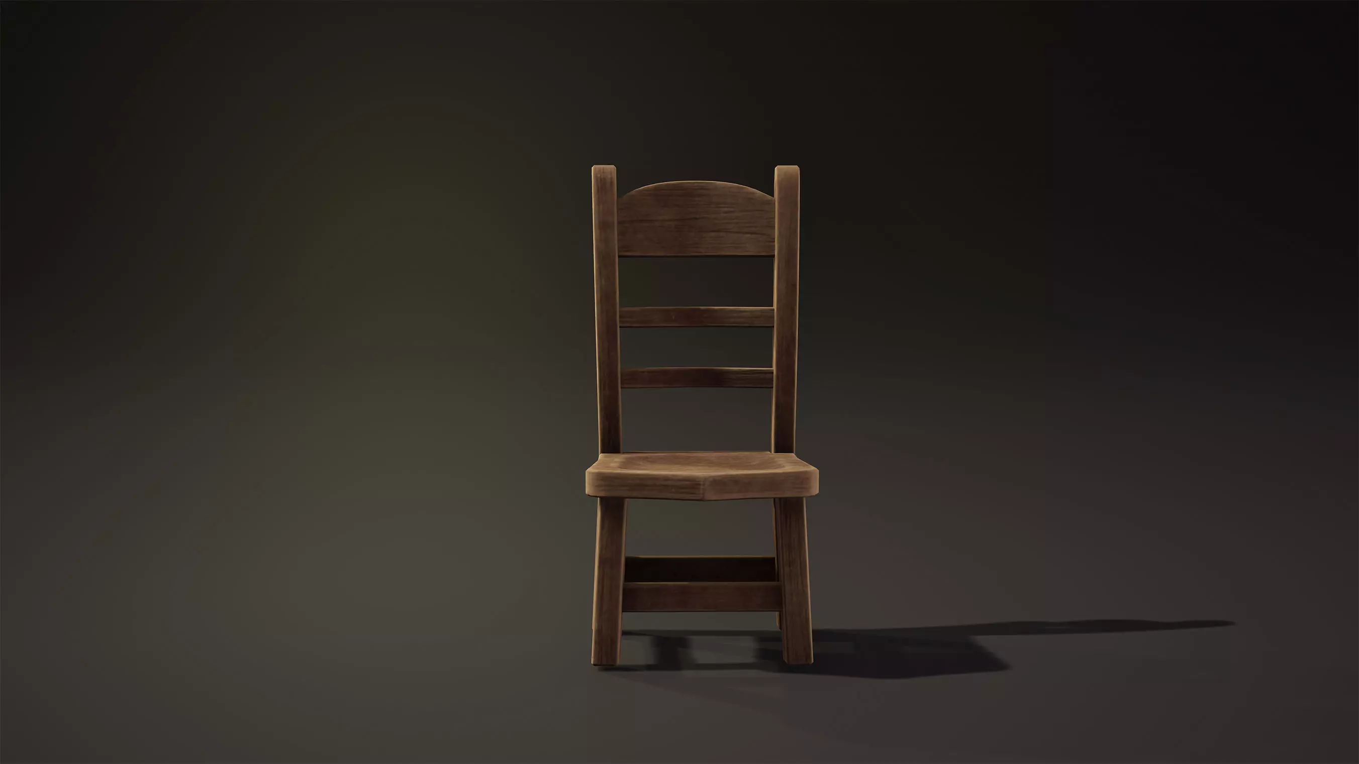 Chair Game-Ready wooden Low-poly 3D model_0