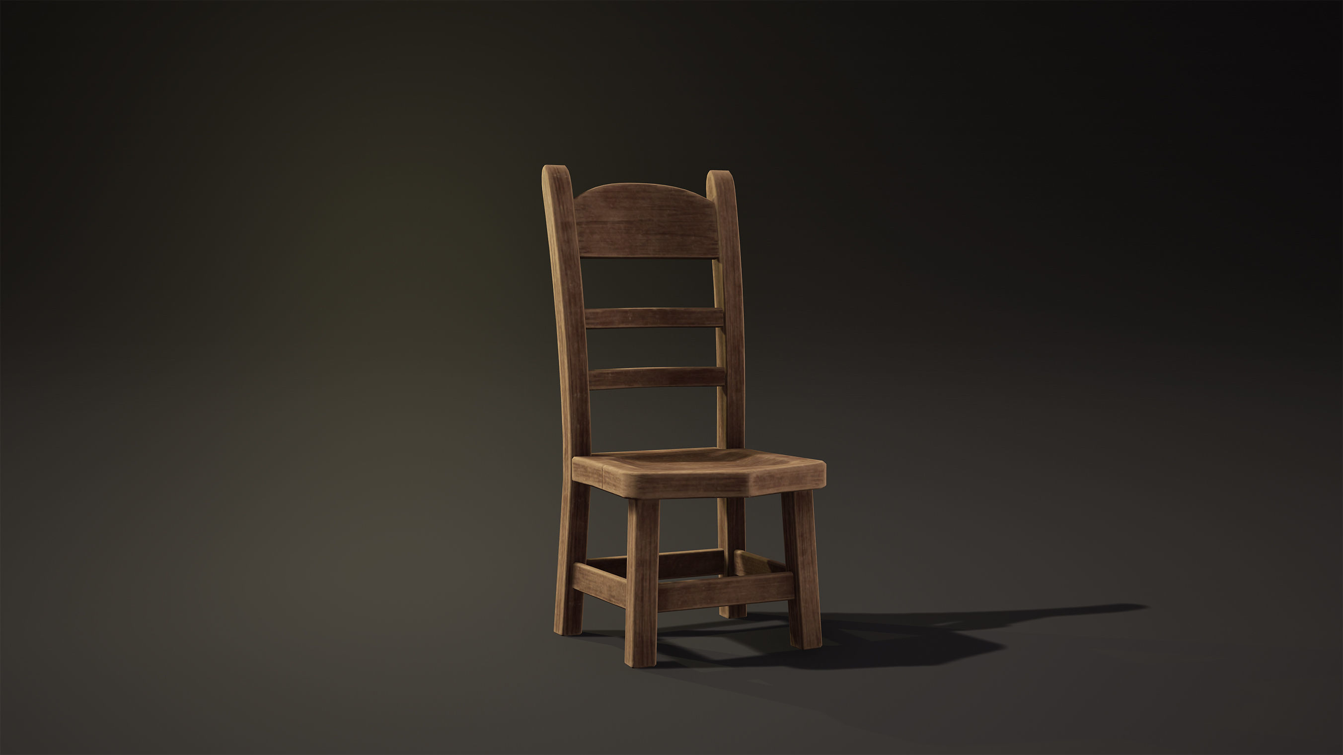 Chair Game-Ready wooden Low-poly 3D model_1