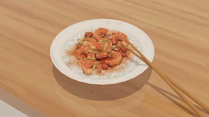 Low-poly Shrimp Pot Dish Low-poly 3D model