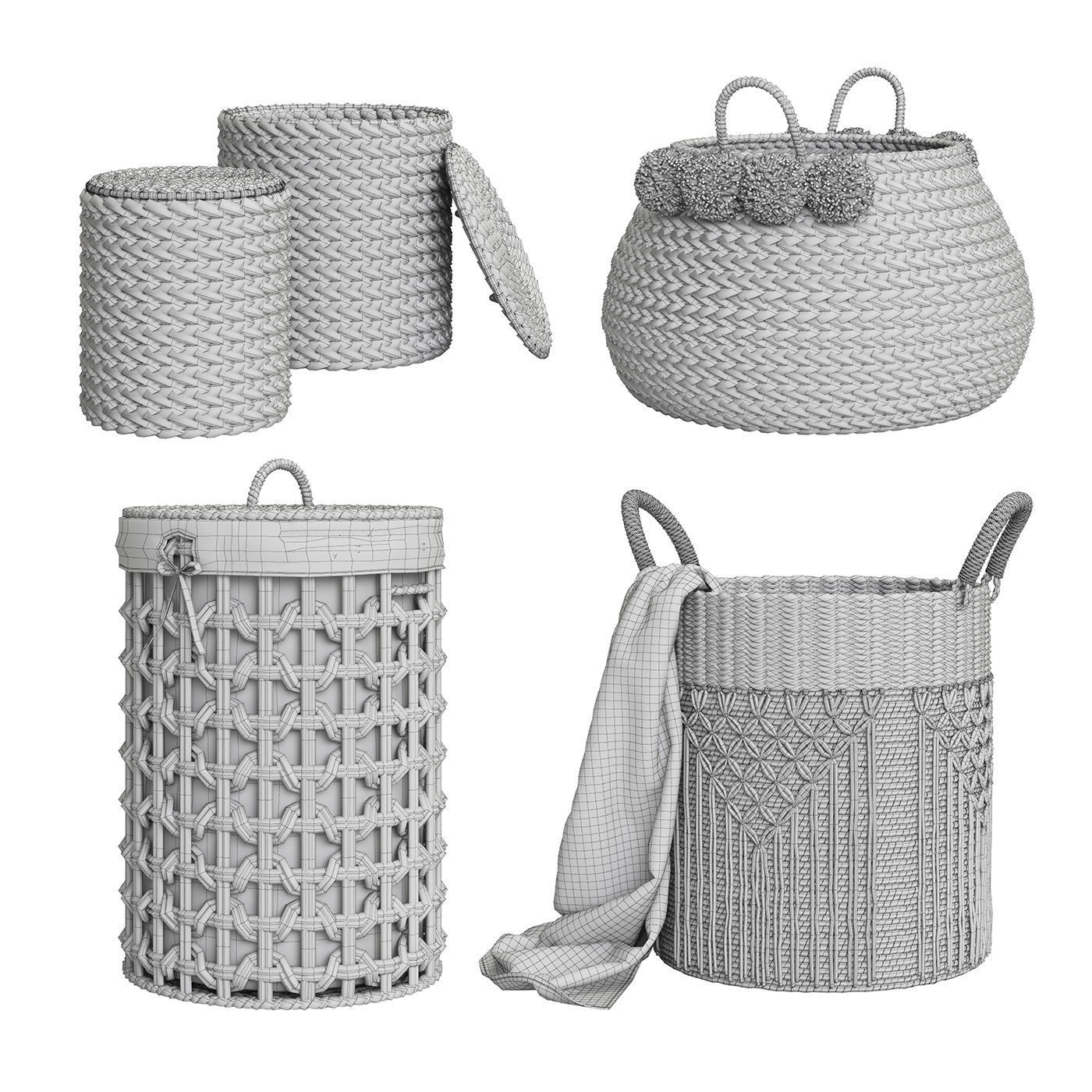 Baskets Set 03 3D model_5