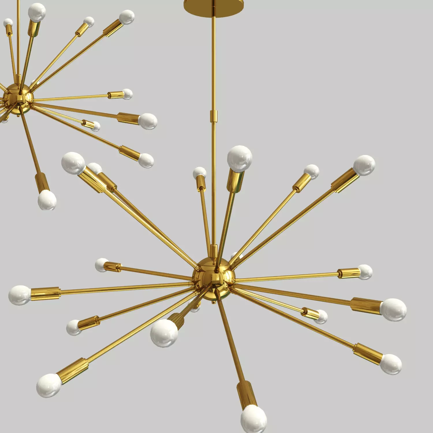 Mid Century Brass Sputnik Chandelier 3D model_0