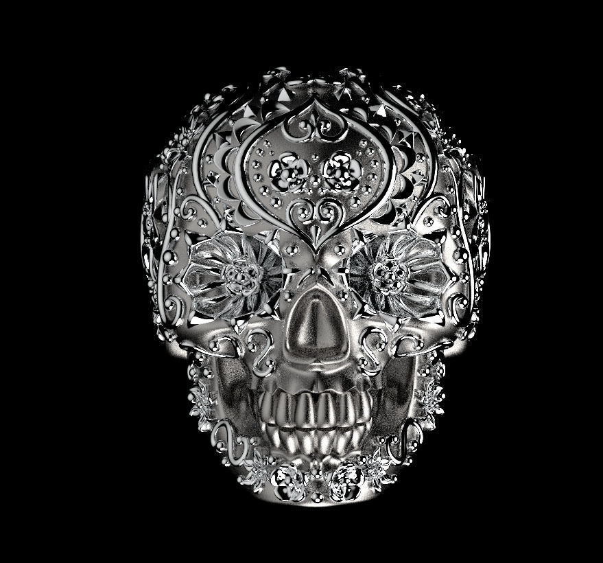 ring skull  3D print model_9